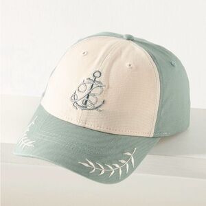 NEW! ANTHROPOLOGIE Coney Island Picnic Nautical Monogram Cap “B” Sage/Off White